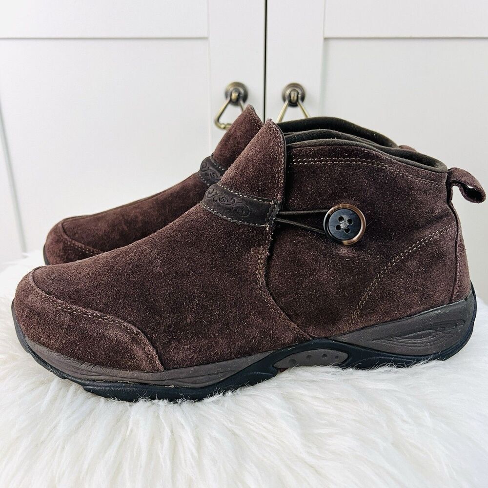 Easy Spirit Explore24 Eskridge Brown Suede Womens Ankle Boots Size 9.5